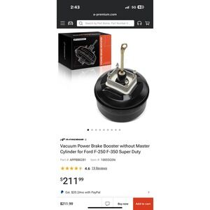 Vacuum Power Brake Booster for Ford F-250 F-350 F-550 Super Duty 1999-2004